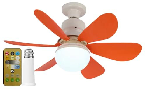 Fiorky Ventilatori da Soffitto con Luci e Telecomando, Ventilatore con Attacco E27 Base E27 42 cm Lampadina LED Ventilatore da Soffitto 3 velocità Dimmerabile for Camera da Letto Soggiorno C
