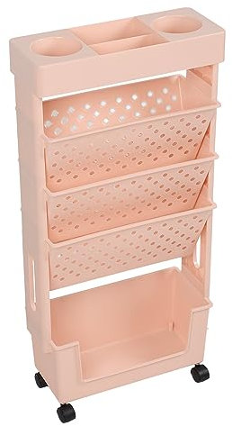 Wifehelper 5 stöckiger Bücherregal Organizer, Großes Fassungsvermögen, Vertikales Organizer Regal für Bücher, Organizer, Aufbewahrungsregal, Bücherregale (PINK)