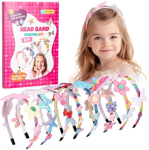 Azyvum 8 Stück Haarreifen Mädchen Bastelset Kinder ab 6 Jahre Haarschmuck Mädchen Geschenk Mädchen DIY Kreatives Haarschmuck Bastelset Kinder Haarschmuck Bastelset Mädchen Kinder ab 5-12 Jahre