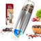 CIRCLE JOY Gravity Electric Pepper Grinder Battery Operated Pepper Mill Electric with White LED Light, Adjustable Coarseness, Washable 135ml Container, Silver
