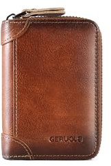 PORRASSO Porta Carte di Credito Pelle Portamonete Uomo Portafoglio con Protezione RFID Portatile Porta Tessere con 12/20/30/45 Porta Carte di Credito Marrone B