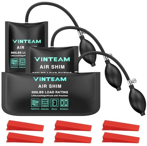 VINTEAM Air Wedge Bags, 3PCS Air Wedge Door Pump up Bags with Easy Push-Button Air Valve, for Cabinet Door Window Installation and Heavy Objects Tasks-Green