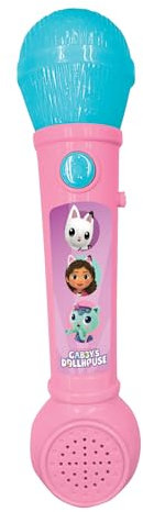 Lexibook, Gabby’s Dollhouse, Leuchtendes Mikrofon für Kinder, musikalisches Spielzeug, eingebauter Lautsprecher, Lichteffekte, Demo-Melodien enthalten, Rosa/Blau, MIC80GDH