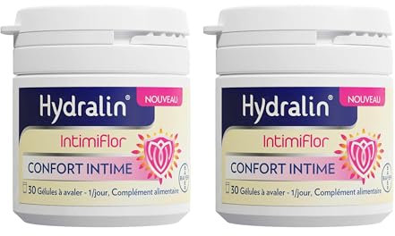 Hydralin IntimiFlor - Complément alimentaire - Un programme de 30 jours pour le confort intime féminin - 2 pack x 30 comprimés (60 comprimés) - Fabriqué en France
