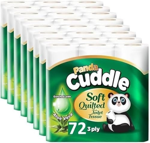 Panda Cuddle Toilet Roll 3-Ply Soft Ultimate Quilts Toilet Paper - Scented Toilet Rolls - Premium Bathroom Scented Toilet Loo Tissue Paper for Luxurious Comfort and Hygiene(Cuddle Aloe Vera, 45 Rolls)