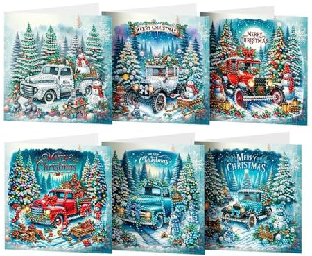 Generisch DIY Diamond Painting Grußkarte,5D Diamant Malerei Weihnachten Karten Geburtstag Karte Weihnachtskarte Geschenkkarte postkarten,Weihnachten Geschenk für Freunde und Familie und Lehrer(6pc-09)