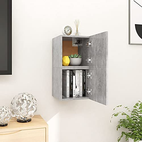Xichuzi Muebles de Pared para TV 2 Unidades, Mueble Salon, Mueble TV Salon, Mueble pequeño, Mesa Auxiliar TV, Mesa De Televisión, Gris hormigón 30,5x30x30 cm