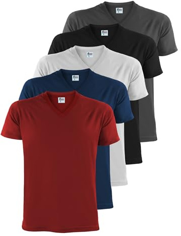 ALPIDEX Tee Shirt Homme S-5XL Lot de 5 Col V Manches Courtes Coton Basique | 175 g/m², Manches Courtes, Coupe Droite, OEKO-TEX, Respirant, Lavable Machine, Sport, Confort, Travail, Doux, Été, 100% Coton