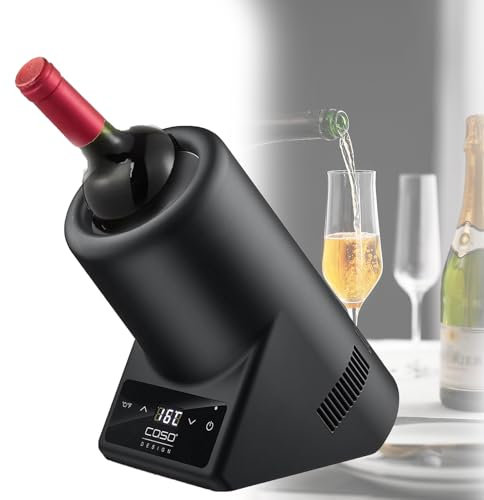 Enfriador de vino eléctrico, enfriador de vino para una sola botella en acero inoxidable, enfriador de botellas de vino, champán, enfriador de bebidas, para los amantes del vino,silver-round
