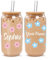 Personalised Glass for Women Glass Cups with Lids and Straws-18OZ Iced Coffee Cups with Lids, Personalised Tumbler, Mothers Day Birthday Gift for Women
