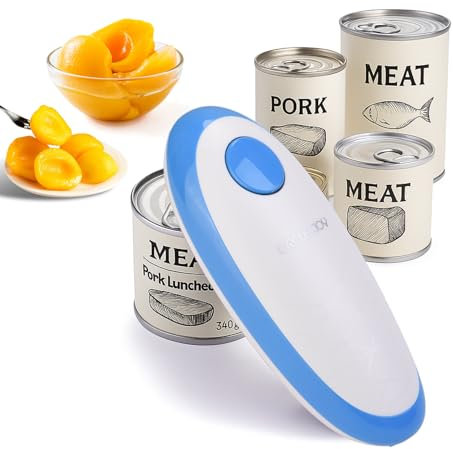 CIRCLE JOY Electric Can Opener for Seniors with Smooth Edge, Food-Safe Can Opener Electric Portable Battery Operated Automatic Can Openers for Almost Any Can Sizes, Blue
