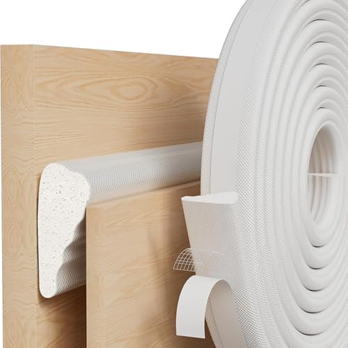 Rusoz Joint Fenetre Isolation, 3M Mousse Autocollante Étanche Anti-Bruit, Bande Caoutchouc Antichoc pour Portes et Fenêtres, Blanc