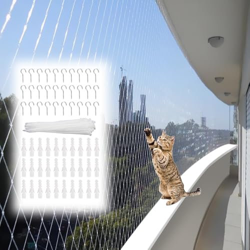 Lotvic Katzennetz für Balkon, 10x3m Katzennetz Ohne Bohren, Katzenschutznetz, Balkonnetz für Katzen, Taubennetz Balkon, Vogelnetze Vogelschutznetz, für Balkon, Fenster, Treppe, Terrasse