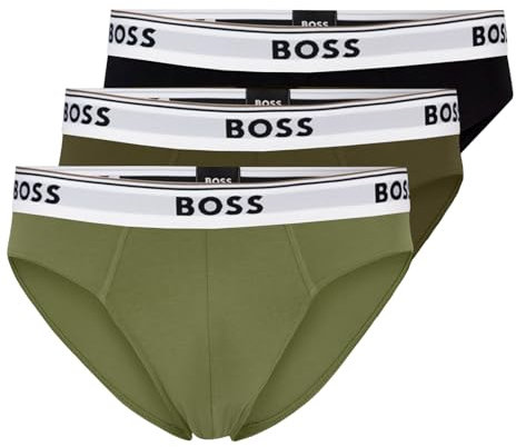BOSS 3er Pack Herren Power Slips Briefs Unterhosen Cotton Stretch, Farbe:Mehrfarbig, Wäschegröße:S, Artikel:-964 Black/Khaki/Olive