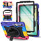 ROSROME Case for Samsung Galaxy Tab S10 FE/ S9 FE 10.9-Inch/ S9 11-Inch with HD Screen Protector, Heavy Duty Shockproof Kids Tablet Cover, 360°Rotating Stand/Shoulder Strap/Penicl Holder, Rainbow