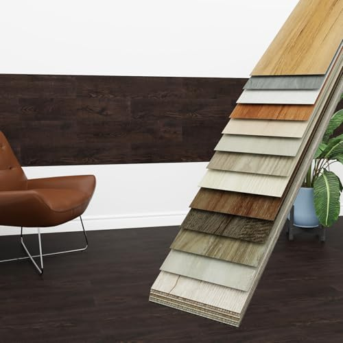 HEXIM Vinyldielen 5m² selbstklebend PVC Wandverkleidung dunkler Bodenbelag Holzoptik 91x15cm Paneele für Wand & Boden Holzdielen dunkelbraun (36 Dielen Ebony Black - 1804-18)