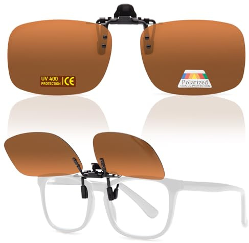 Epavouos Clip-On Polarisiert Sonnenbrille UV400 Schutz Ideal für alle Outdoor-Aktivitäten (Braun, 60mm X 43mm)