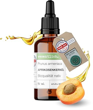 wesentlich. Aprikosenkernöl Bio 50ml mit Pipette | Sanftes Gesichtsöl für empfindliche Haut | 100% Reines Pflegeöl | Kaltgepresst & Vegan