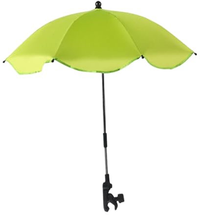 AWHAO Sombrilla con clip para cochecito, silla de playa, sombrilla con abrazadera, para plantas, para pesca, Verde
