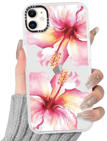 Vxinvnoi Handyhülle für iPhone 11 Hülle, Blumen Aesthetic Muster Motiv Design Frauen Mädchen Dünne Transparent Schutzhülle, Weich Silikon Süßes Stoßfest Klar Case für iPhone 11 6,1'' - Rosa