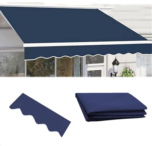 Ersatz-Plane für Markisen, manuell einziehbar, 100 % Polyester, 280 g, für Terrasse, Garten oder Geschäft mit vorderem Querbehang (4,5 x 2 m, blau)