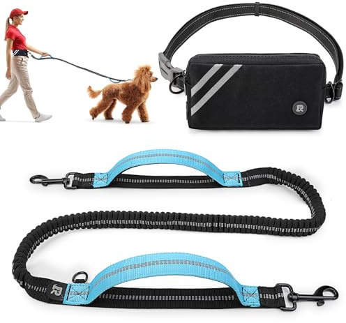 Joggingleine Hunde, Freihändig Laufleine für Hunde | Bauchgurt Hundeleine zum Joggen Laufen Wandern mit Dual Griffe, Reflektierende Nähte