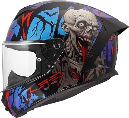 LS2, Integraler Motorradhelm RAPID III ZOMBIE II Black Red Blue, XL