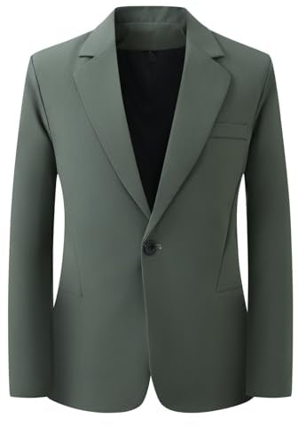 YFFUSHI Blazer Chaqueta Hombre Regular Fit Casual 1 Botón Solapas de Muesca Suave para Boda Uso Diario