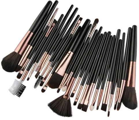 Homoyoyo 25 Stück Make Up Pinsel für Damen mit Langlebigem Kunststoffgriff Nylonborsten für Natürlichen Look Kosmetikpinsel für Tägliche Anwendung und Anfänger