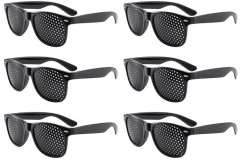 Hitopin Schwarze Rasterbrille Pinhole Brillen,6PCS Rasterbrille Augentraining, Pinhole Brillen zur Verbesserung des Sehvermögen, Raster-Brille Augentrainer Lochbrille, für Sehvermögen-Verbesserung