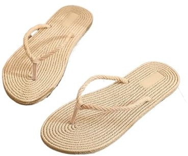 DSFIHJO Chanclas for mujer, zapatillas, zapatos de mujer for interior y exterior, chanclas planas de playa, sandalias de paja de verano(37)