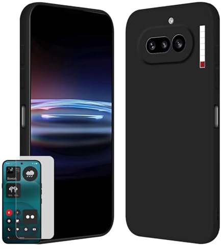 Wigento Schutzhülle + Schutzglas Set für Nothing Phone 4a, TPU Case, 9H Displayschutz Glas, Kamera Schutz, 360 Grad Schutz, Handyhülle Set (Schwarz)
