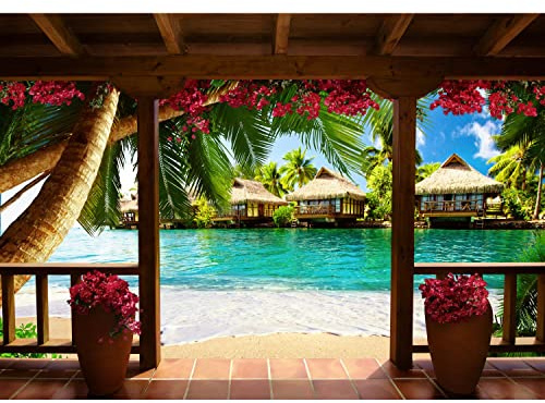 Runa Art Fototapeten 396 x 280 cm Hawaii Karibik - Vlies Wanddekoration Wohnzimmer Schlafzimmer - Deutsche Manufaktur - Bunt 9114012b