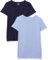 Amazon Essentials Maglietta Girocollo a Maniche Corte vestibilità Regolare Donna, Pacco da 2, Blu Marino/Porpora, M