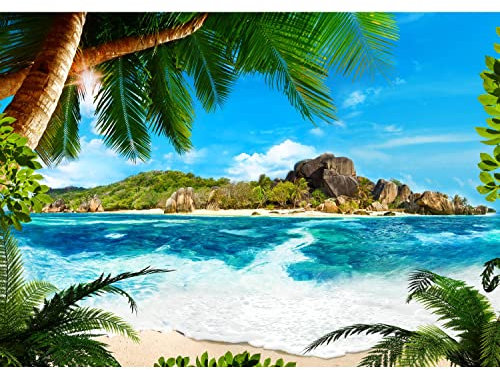 Runa Art Fototapete Karibik Insel 352 x 250 cm Vlies Tapeten XXL Moderne Wandtapete Wohnzimmer Schlafzimmer Grün Blau 9209011a