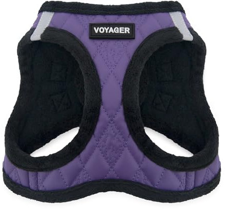 Voyager Step-In Plüsch-Hundegeschirr by Best Pet Supplies - Step-In-Westengeschirr für kleine und mittelgroße Hunde, Weicher Plüsch, Violett Kunstleder, Size S - Brust 37-40 cm
