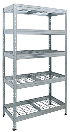 Outdoor-Weitspannregal 5 Gitterböden | 300 kg Boden Tragkraft | TÜV geprüft | HxBxT 1.800 x 900 x 450 mm | Lagerregal | Schwerlastregal | Metallregal
