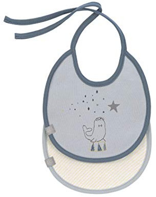LÄSSIG Baby Lätzchen klein Sabberlätzchen zum Schnüren 2 Stk./Small Bib More Magic Seal, blau