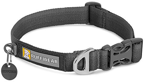 RUFFWEAR Front Range Hundehalsband, Robustes Tubelok-Gewebe, Aluminium-Leinenbefestigung & Schnalle, Helles, Stilvolles & Langlebiges Halsband für den Alltag, Twilight Gray (Größe L, 51-66cm)