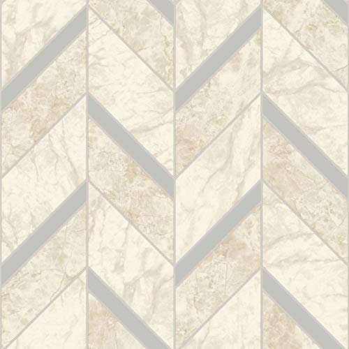 Tiling on a Roll Carrara Tile Wallpaper Cream/Silver Holden 89341