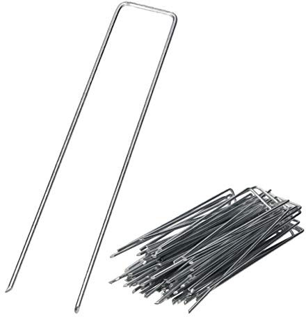 GARDENIX® 100 Unidades Anclajes Las piquetas Grapas de sujeción IronPEG -Longitud: 200 mm | Ancho: 30 mm | Espesor: 3 mm | Material: Alambre de Acero galvanizado