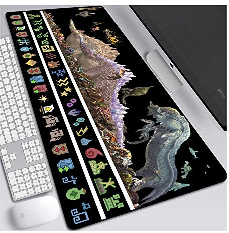 Monster Hunter Tappetino per XXL Mouse da Gioco - Gaming Mousepad Extra Grande 900 x 400mm - Pad 3mm con Base in Gomma Antiscivolo - Spessore 3mm Anime Tappetino Mouse, H