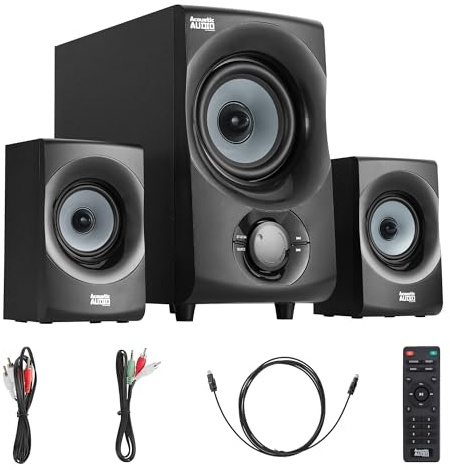 Acoustic Audio by Goldwood Bluetooth 2.1 Speaker System 2.1-Channel Home Theater Speaker System, with Optical/Aux/USB/SD Inputs Black (AA2172)