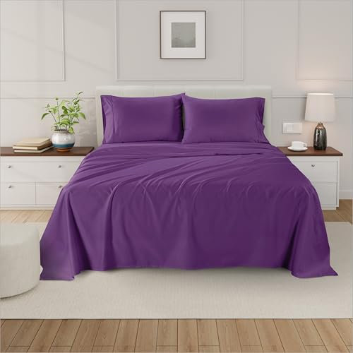 The Bishop Cotton Cal King Bettlaken-Set, 100 % ägyptische Baumwolle, California-King-Size-Bettlaken, Fadenzahl 800, 4-teiliges Set, 40,6 cm tiefes Bettlaken und Kissenbezug für Zuhause und Hotel,