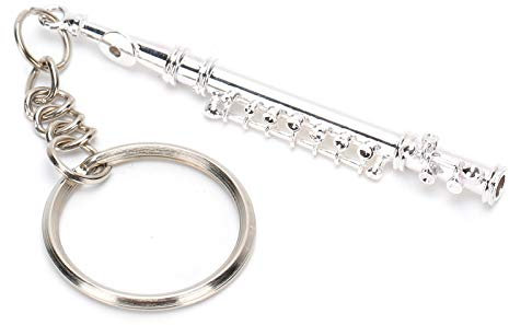Flöte Design Schlüsselbund Musikinstrument Ornament Silber Farbe für Brieftasche, Rucksack, Kunsthandwerk Schlüsselring Telefon Charm Bag Dekor