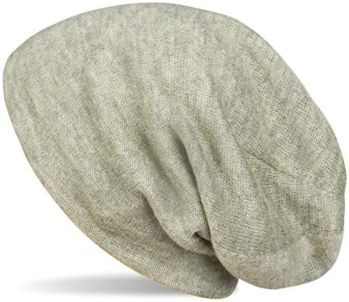 styleBREAKER weiche Feinstrick Beanie Mütze, Melange Optik, Slouch Longbeanie, Unisex 04024109, Farbe:Jadegrün