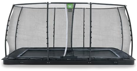 EXIT Toys Dynamic Rechteckiges Groundlevel Trampolin - 275x458cm - Mit Fußschutzsystem - Mit Sicherheitsnetz - Extra Lange Sprungfedern - Rostfrei - Großes Trampolin für