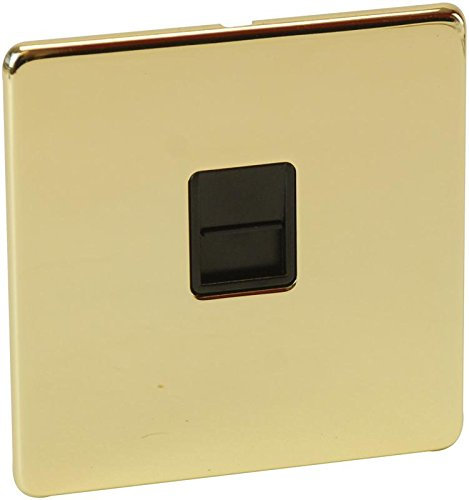 Slave Telephone Socket, Polished Brass | SWITCHES/Socket OUTLETS Switch RANGES Electrical, 1 X Qty - 7783/PB