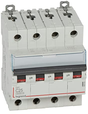 Legrand 407930E, interruttore automatico magnetico termico, 4P, 25A, curva C, 10 kA, 4 moduli, DX3