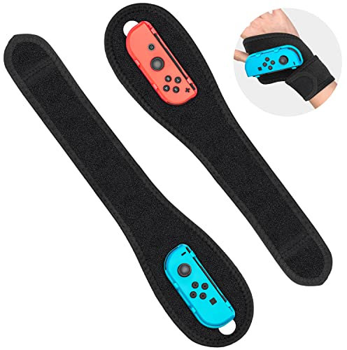 2 Pack Armband für Just Dance 2025 - Tendak Einstellbare Handgelenksband Armbänder für Nintendo Switch/Switch OLED Joy Con, Just Dance 2024/2023/2022/2021/2020, Ideal für Erwachsene (Rot und Blau)